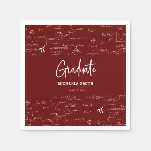 Elegant Maroon Script Math Graduate Napkins