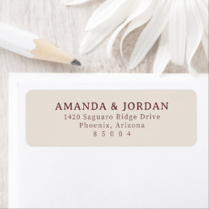 Elegant Maroon Typographic Return Address Label