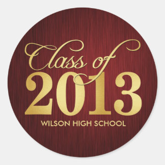 Elegant Maroon vignette and Gold Class of 2013 Classic Round Sticker