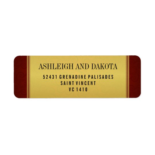 Elegant Maroon Wedding Collection & Gold Overlay Return Address Label