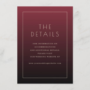 Elegant Maroon Wedding Details Enclosure Card