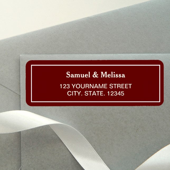 Elegant Maroon Wedding Return Address Label (Creator Uploaded)