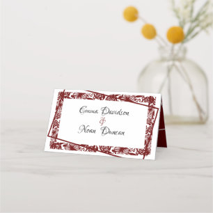 Elegant Maroon Wedding Table Number Place Card