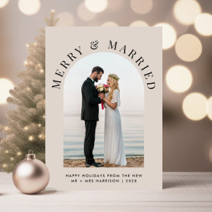 Elegant Married And Merry Arch Photo Christmas Holiday Card