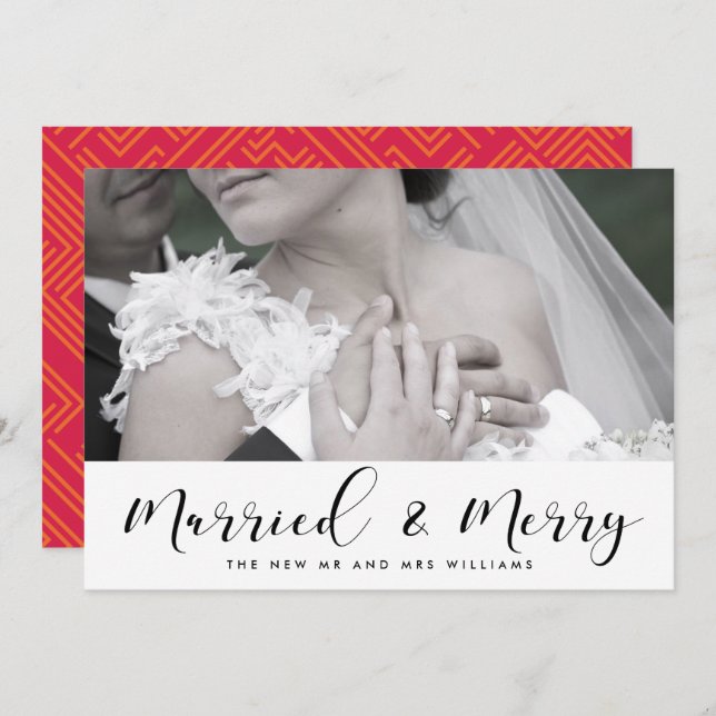 Elegant Married and Merry couple Christmas card (Front/Back)