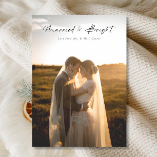 Elegant Married & Bright Newlywed Photo Christmas Holiday Card