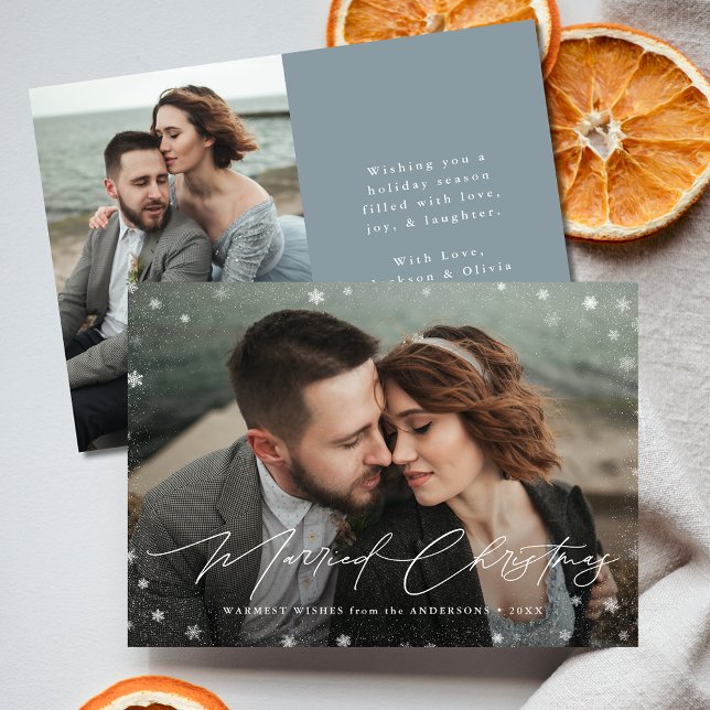 Elegant Married Christmas 2 Photo Holiday Card (Creator Uploaded)