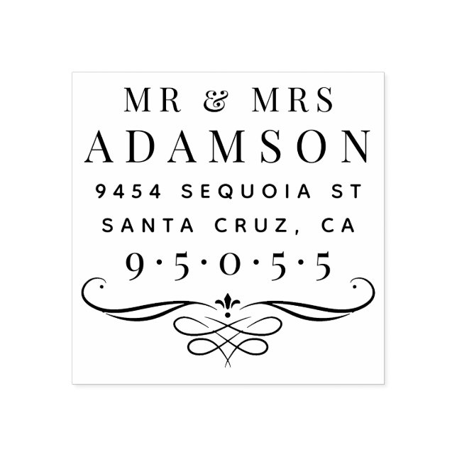Elegant Married Couple Mr & Mrs Return Address Rubber Stamp (Imprint)