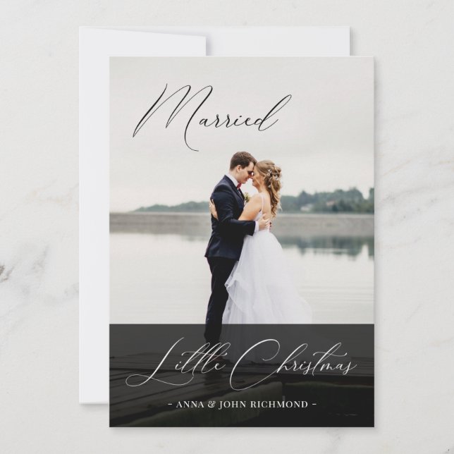 Elegant Married Little Christmas Calligraphy Photo Invitation (Front)