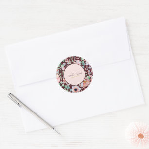 Elegant Marsala Blush Anemone Flowers Wedding Classic Round Sticker