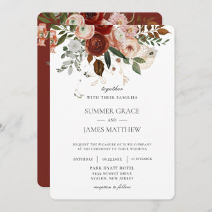 Elegant Marsala Burgundy Blush Ivory Wedding Invitation