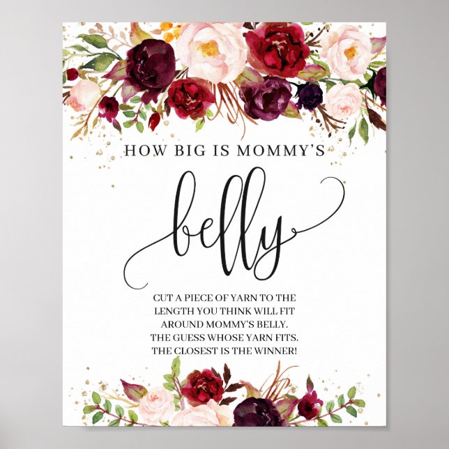 Elegant marsala how big is mommy's belly sign game (Front)