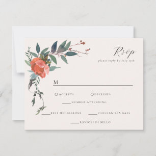 Elegant Marsala Peach Botanical Garden RSVP Card