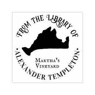 Elegant Martha’s Vineyard Map OL Library Book Name Self-inking Stamp
