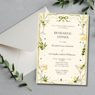 Elegant Martini Cocktail Wedding Rehearsal Dinner  Invitation