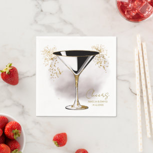 Elegant Martini Glass with Glitter Napkin