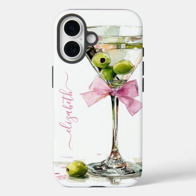 Elegant Martini Monogrammed Case-Mate iPhone Case (Back)