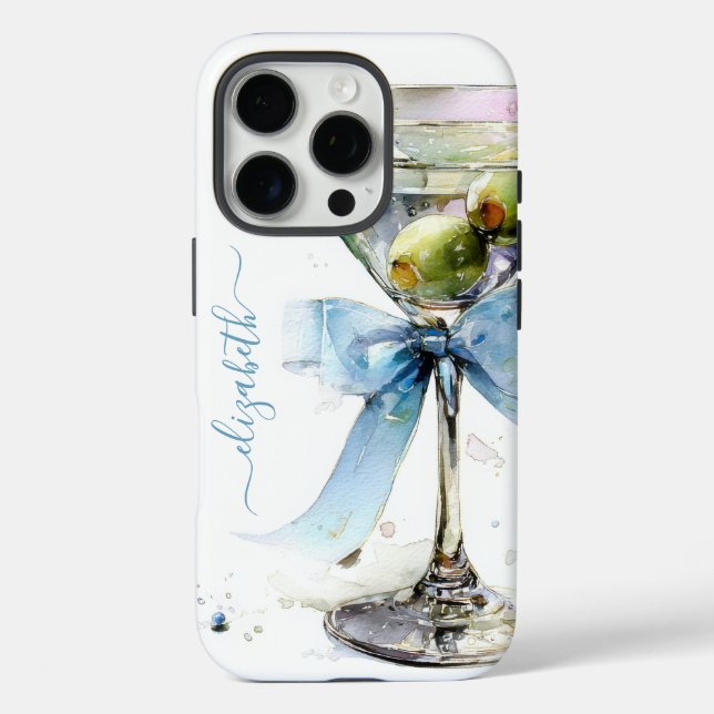 Elegant Martini Monogrammed Case-Mate iPhone Case (Back)