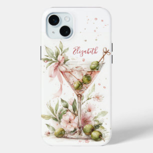 Elegant Martini Monogrammed iPhone 15 Mini Case
