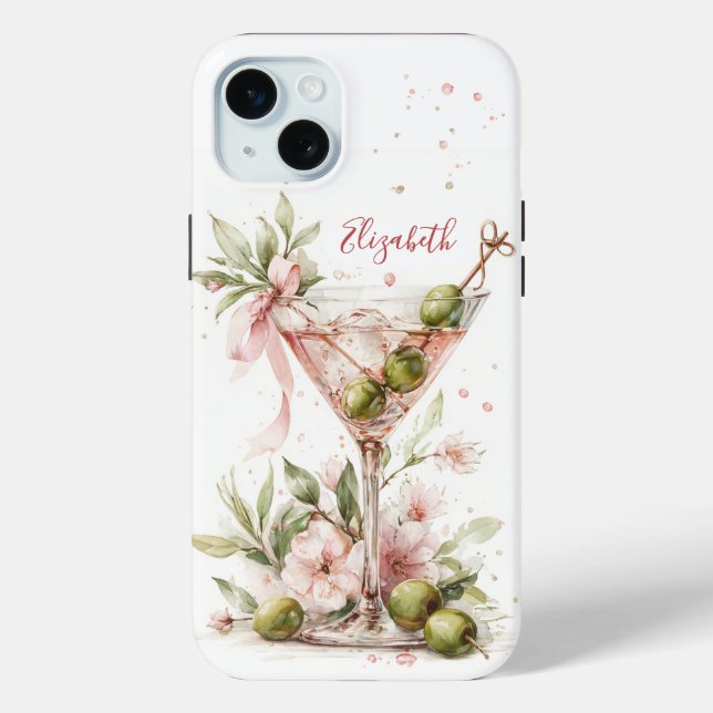 Elegant Martini Monogrammed Case-Mate iPhone Case (Back)