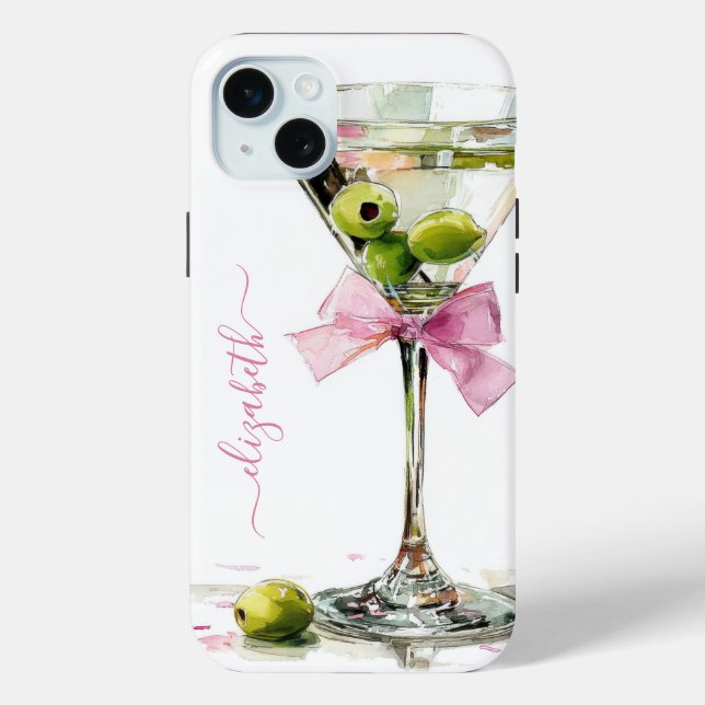 Elegant Martini Monogrammed Case-Mate iPhone Case (Back)