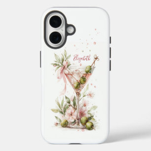 Elegant Martini Monogrammed iPhone 16 Case