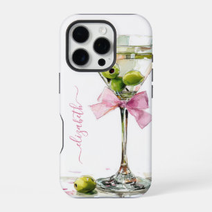 Elegant Martini Monogrammed iPhone 16 Pro Case