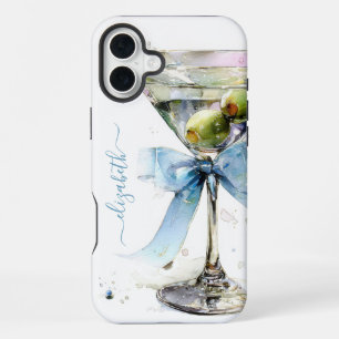 Elegant Martini Monogrammed iPhone 16 Plus Case