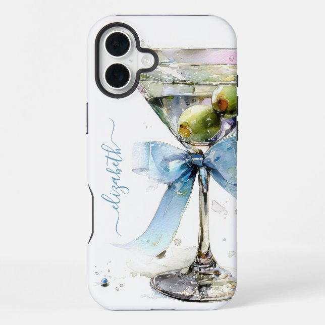 Elegant Martini Monogrammed iPhone Case (Back)