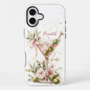 Elegant Martini Monogrammed iPhone 16 Plus Case