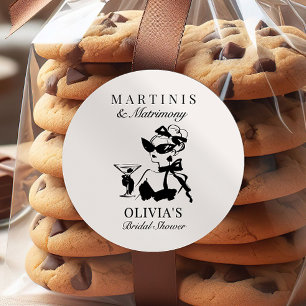 Elegant Martinis & Matrimony Bridal Shower Favour Classic Round Sticker