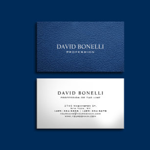 Elegant  Masculine  Blue Leather Look Professional Business Card