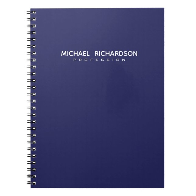 Elegant Masculine Blue White Personalized Notebook (Front)