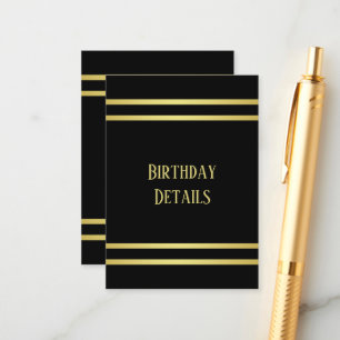 Elegant Masculine Gold & Black Birthday Enclosure Card