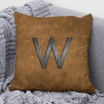 Elegant Masculine Personalised Monogram Tan Brown Cushion<br><div class="desc">Your monogrammed pillow is a beautifully personalised way to show off your style. It features an elegant customisable initial in charcoal grey shades with a brown background. To personalise the monogram with your own letter, please click on "Edit using design tool" and "crop". Move the cropped area to your letter....</div>