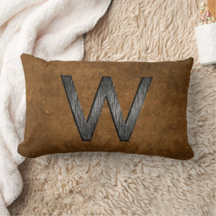Elegant Masculine Personalised Monogram Tan Brown Lumbar Cushion