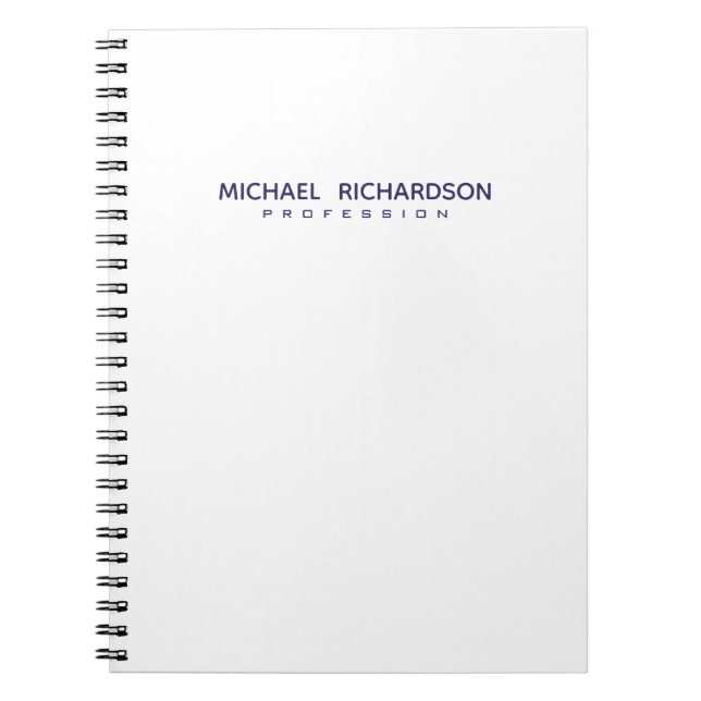 Elegant Masculine White Blue Personalized Notebook (Front)
