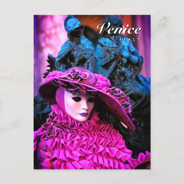 Elegant Masked Carnival Character Postcard (Front)
