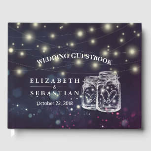 Elegant Mason Jar String Lights Wedding Guestbook