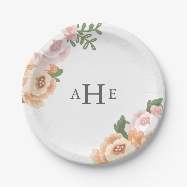 Elegant Mason Jar Wedding Paper Plate (Front)