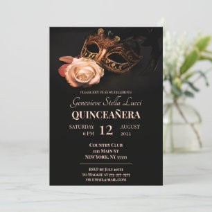 Elegant Masquerade and Rose Party Invitation