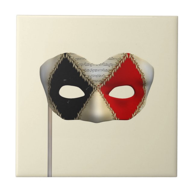 Elegant Masquerade Mask Carnival Party Art Ceramic Tile (Front)