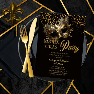 Elegant Masquerade Mask Mardi Gras Party Invitation