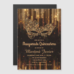 Elegant Masquerade Quinceañera 15th Birthday Magnetic Invitation