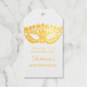Elegant Masquerade Sixteenth Birthday Gift Tags