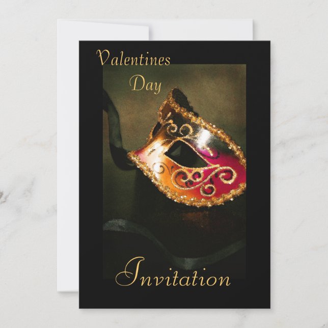 Elegant Masquerade Valentines Holiday Invitation (Front)