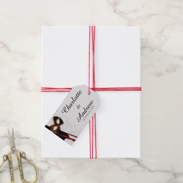 Elegant Masquerade Wedding Favour Gift Tags (With Twine)