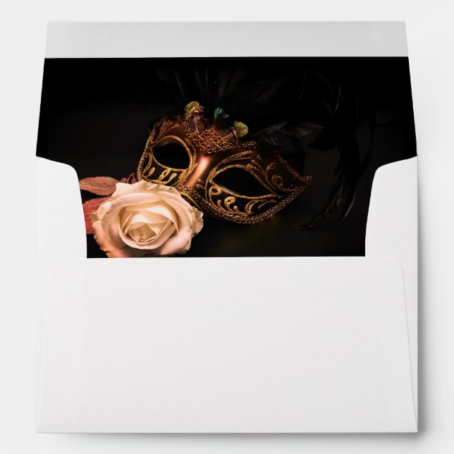 Elegant Masquerade with White Rose Envelope (Back (Bottom))