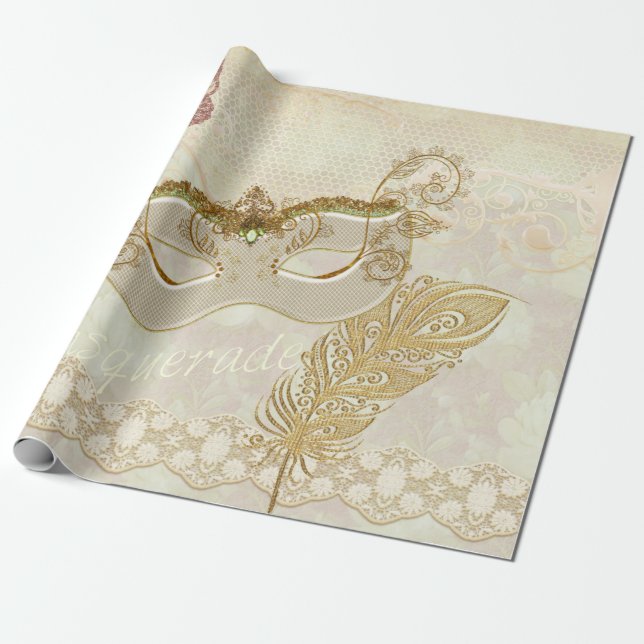 Elegant Masquerade Wrapping Paper (Unrolled)