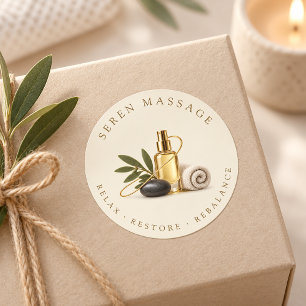 Elegant Massage Therapist Classic Round Sticker